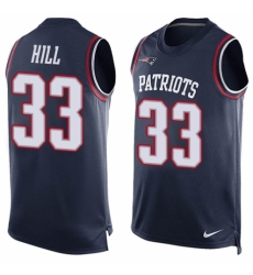 Men's Nike New England Patriots #33 Jeremy Hill Limited Navy Blue Player Name & Number Tank Top NFL Jersey