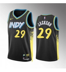 Men's Indiana Pacers #29 Quenton Jackson Black 2023-24 City Edition Stitched Basketball Jersey