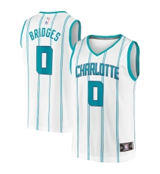 Men's Charlotte Hornets #0 Miles Bridges Fanatics Branded White 2020-21 Fast Break Replica Jersey