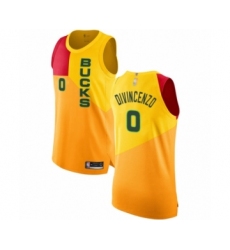 Men's Milwaukee Bucks #0 Donte DiVincenzo Authentic Yellow Basketball Jersey - City Edition
