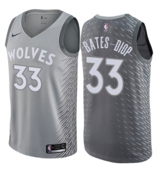 Men's Nike Minnesota Timberwolves #33 Keita Bates-Diop Swingman Gray NBA Jersey - City Edition
