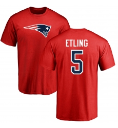 NFL Nike New England Patriots #5 Danny Etling Red Name & Number Logo T-Shirt