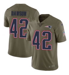 Youth Nike New England Patriots #42 Duke Dawson Limited Olive 2017 Salute to Service NFL Jersey