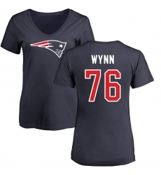 NFL Women's Nike New England Patriots #76 Isaiah Wynn Navy Blue Name & Number Logo Slim Fit T-Shirt