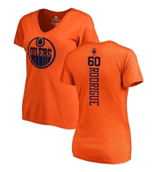 NHL Women's Adidas Edmonton Oilers #60 Olivier Rodrigue Orange One Color Backer Slim Fit V-Neck T-Shirt