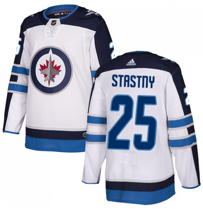 Men's Adidas Winnipeg Jets #25 Paul Stastny Authentic White Away NHL Jersey