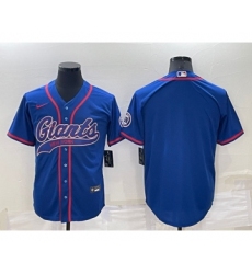 Men's New York Giants Blank Blue Cool Base Stitched Baseball Jersey