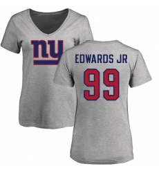 NFL Women's Nike New York Giants #99 Mario Edwards Jr Ash Name & Number Logo T-Shirt