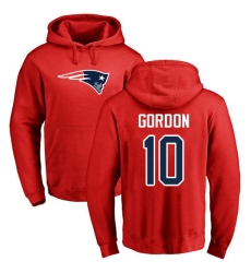 NFL Nike New England Patriots #10 Josh Gordon Red Name & Number Logo Pullover Hoodie