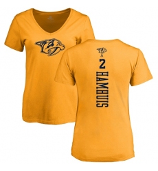 NHL Women's Adidas Nashville Predators #2 Dan Hamhuis Gold One Color Backer T-Shirt