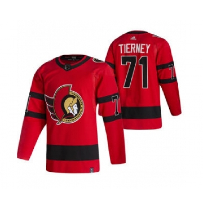 Men's Ottawa Senators #71 Chris Tierney Red 2020-21 Reverse Retro Alternate Hockey Jersey