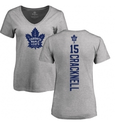 NHL Women's Adidas Toronto Maple Leafs #15 Adam Cracknell Ash Backer T-Shirt