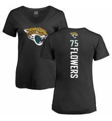 NFL Women's Nike Jacksonville Jaguars #75 Ereck Flowers Black Backer V-Neck T-Shirt