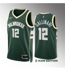 Men's Milwaukee Bucks #12 Danilo Gallinari Green Icon Edition Stitched Basketball Jersey