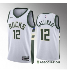 Men's Milwaukee Bucks #12 Danilo Gallinari White Association Edition Stitched Basketball Jersey