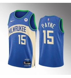 Men's Milwaukee Bucks #15 Cameron Payne Blue 2023-24 City Edition Stitched Basketball Jersey