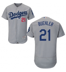 Men's Majestic Los Angeles Dodgers #21 Walker Buehler Grey Road Flex Base Authentic Collection MLB Jersey