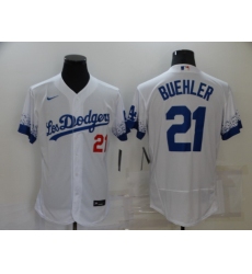 Men's Nike Los Angeles Dodgers #21 Walker Buehler White Elite City Player Jersey