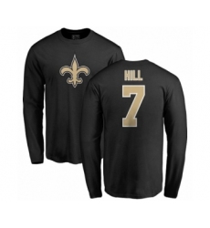 NFL Nike New Orleans Saints #7 Taysom Hill Black Name & Number Logo Long Sleeve T-Shirt