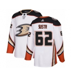 Youth Adidas Anaheim Ducks #62 Andrej Sustr Authentic White Away NHL Jersey