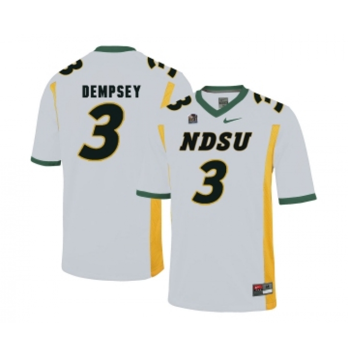 North Dakota State Bison 3 Tre Dempsey White College Football Jersey