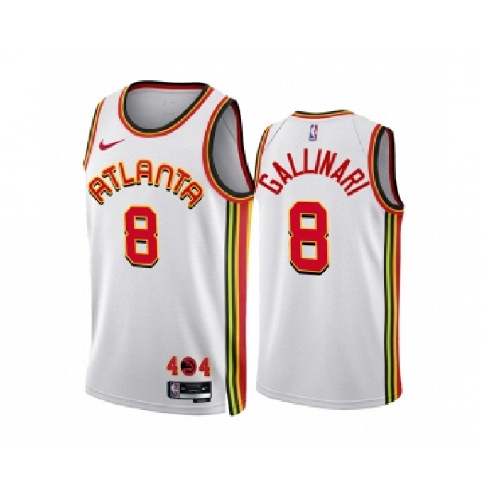 Men's Atlanta Hawks #8 Danilo Gallinari 2022-23 White Association Edition Stitched Jersey