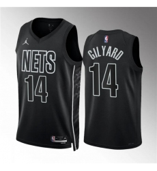 Men's Brooklyn Nets #14 Jacob Gilyard Black Draft Statement Edition Stitched Basketball Jersey