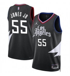 Men's Los Angeles Clippers #55 Derrick Jones Jr Black Statement Edition Stitched Jersey