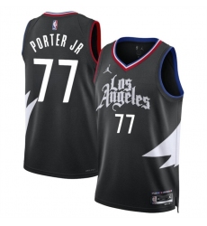 Men's Los Angeles Clippers #77 Kevin Porter Jr Black Statement Edition Stitched Jersey