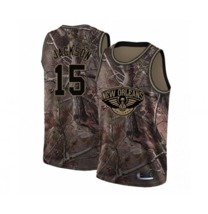 Youth New Orleans Pelicans #15 Frank Jackson Swingman Camo Realtree Collection Basketball Jersey