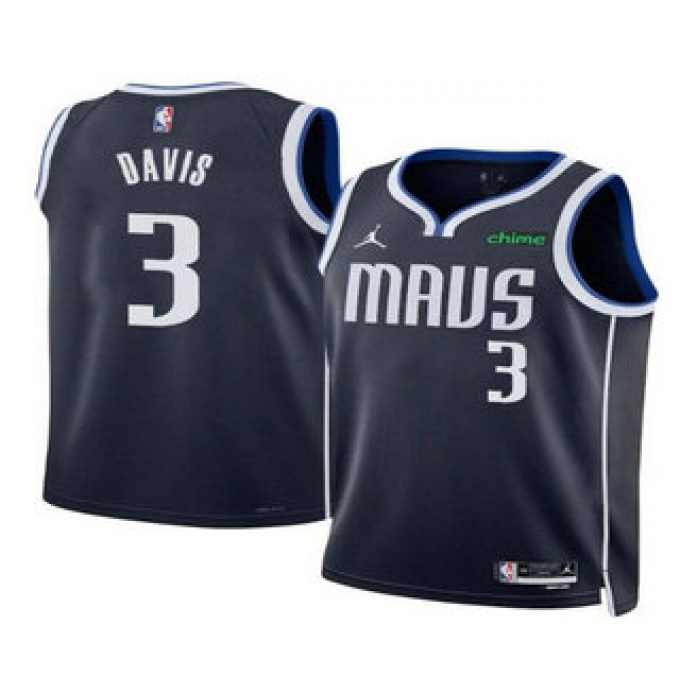 Men's Dallas Mavericks #3 Anthony Davis Navy 2025 Statement Edition Stitched Jersey