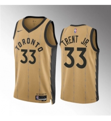 Men's Toronto Raptors #33 Gary Trent Jr. Gold 2023-24 City Edition Stitched Basketball Jersey