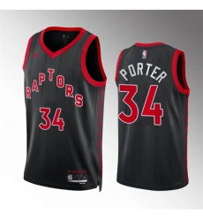 Men's Toronto Raptors #34 Jontay Porter Black Statement Edition Stitched Basketball Jersey