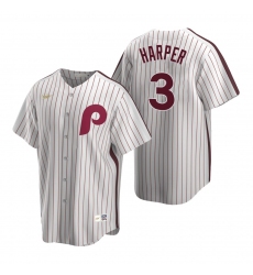 Men's Nike Philadelphia Phillies #3 Bryce Harper White Cooperstown Collection Home Stitched Baseball Jersey