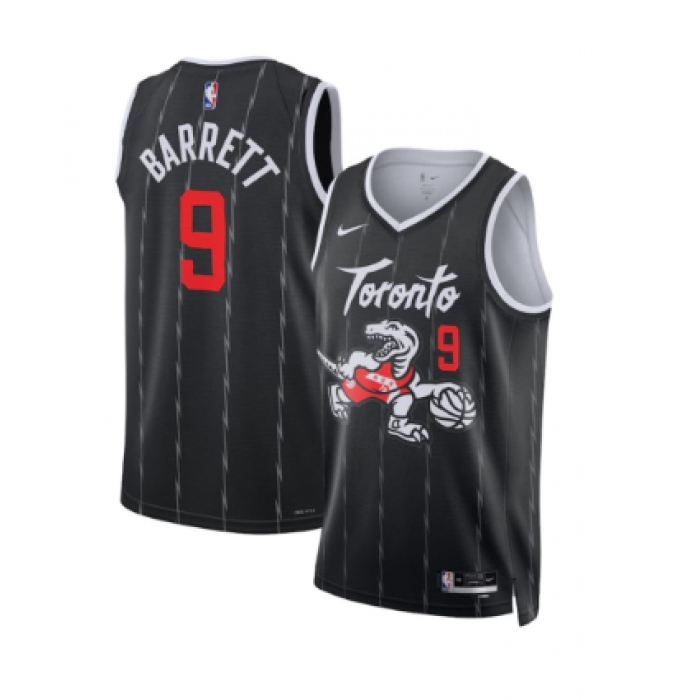 Men's Toronto Raptors #9 RJ Barrett Black 2025-26 City Edition Stitched Basketball Jersey