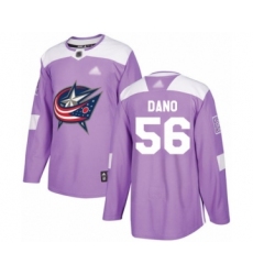 Men's Columbus Blue Jackets #56 Marko Dano Authentic Purple Fights Cancer Practice Hockey Jersey