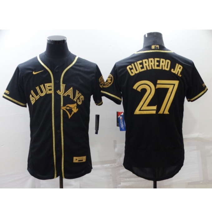 Men's Toronto Blue Jays #27 Vladimir Guerrero Jr. Black Gold Alternate Baseball Jersey