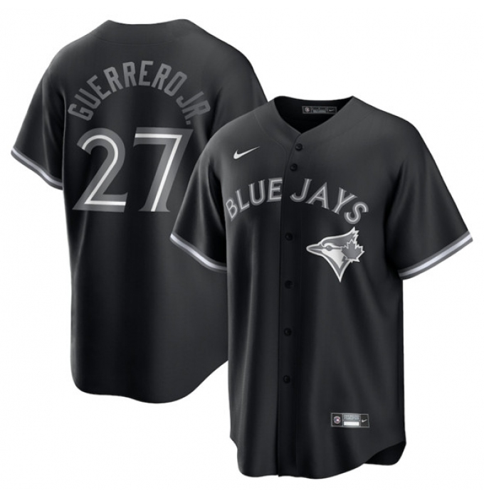 Men's Toronto Blue Jays #27 Vladimir Guerrero Jr. Black Lights Out Limited Stitched Jersey