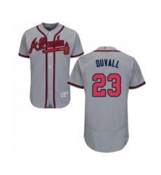 Men's Atlanta Braves #23 Adam Duvall Grey Road Flex Base Authentic Collection Baseball Jersey