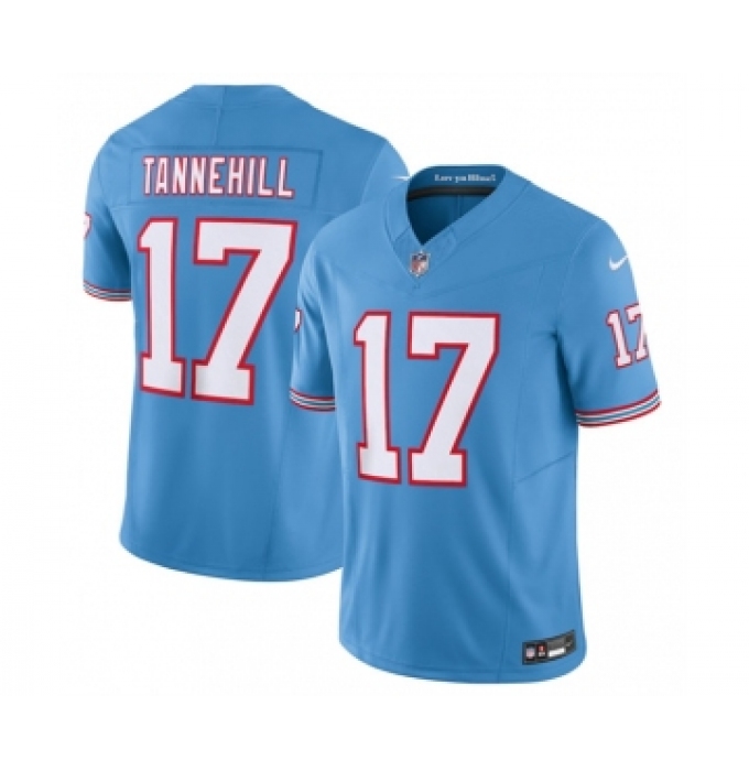 Men's Nike Tennessee Titans #17 Ryan Tannehill Light Blue 2023 F.U.S.E. Vapor Limited Throwback Stitched Football Jersey