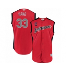Men's Cleveland Indians #33 Brad Hand Authentic Red American League 2019 Baseball All-Star Jersey