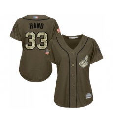 Women's Cleveland Indians #33 Brad Hand Authentic Green Salute to Service Baseball Jersey