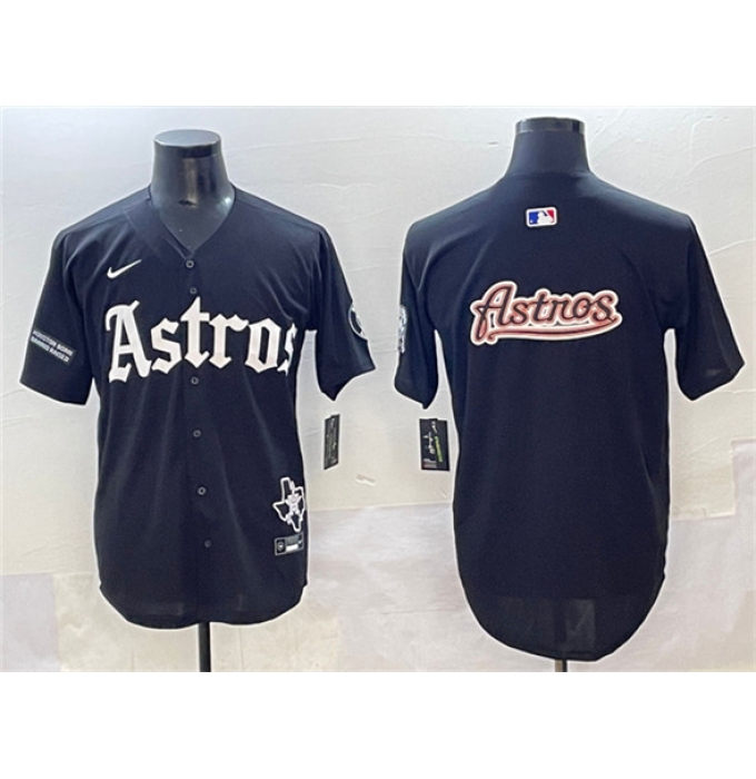Men's Houston Astros Team Big Logo Black Gothic 'Houston Born Barrio Raised' Limited Stitched Baseball Jersey