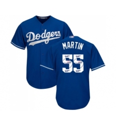 Men's Los Angeles Dodgers #55 Russell Martin Authentic Royal Blue Team Logo Fashion Cool Base Baseball Jersey