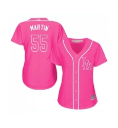 Women's Los Angeles Dodgers #55 Russell Martin Authentic Pink Fashion Cool Base Baseball Jersey