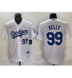Mens Los Angeles Dodgers #99 Joe Kelly Number White Stitched Cool Base Nike Jersey