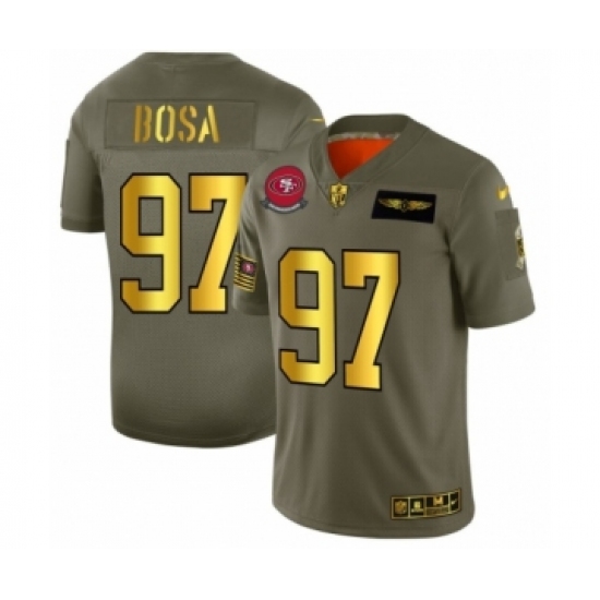 Men's San Francisco 49ers #97 Nick Bosa Limited Olive Gold 2019 Salute to Service Football Jersey