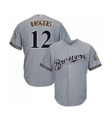 Men's Milwaukee Brewers #12 Aaron Rodgers Replica Grey Road Cool Base Baseball Jersey