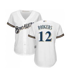 Women's Milwaukee Brewers #12 Aaron Rodgers Replica White Alternate Cool Base Baseball Jersey