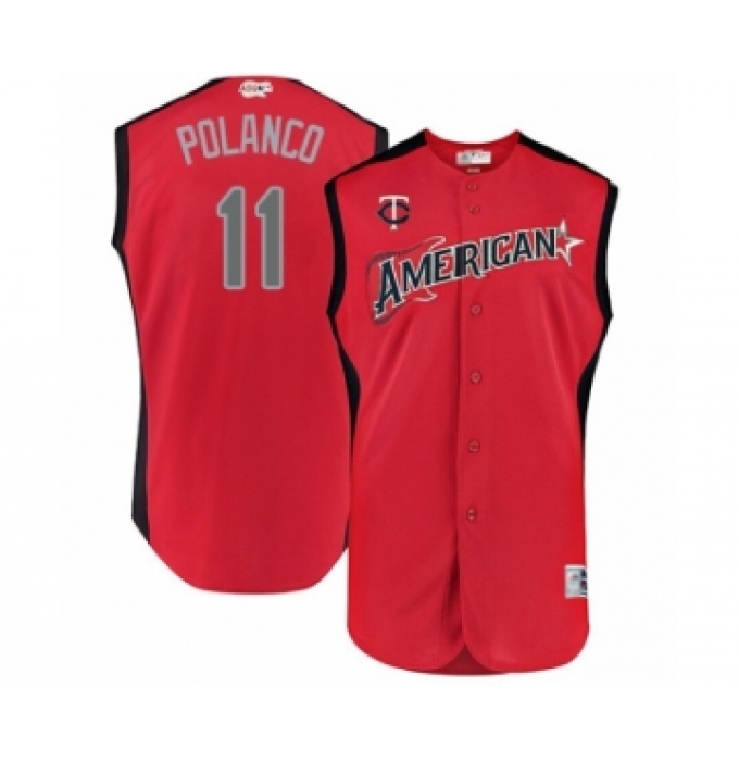 Men's Minnesota Twins #11 Jorge Polanco Authentic Red American League 2019 Baseball All-Star Jersey